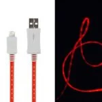 LED lys Lightning-USB Datakabel. 1 m. Rød.