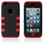 3-delt Robot silicone cover til iPhone 5C. Rød. Mobil, PC og tablet tilbehør