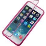 iPhone 6/6S TPU cover med plast skærmcover. Hot pink. Mobil, PC og tablet tilbehør