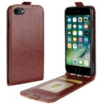 Læder top-flip cover til iPhone 7/8. Brun. Mobil, PC og tablet tilbehør