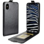 Læder top-flip cover til iPhone X/XS. Sort. Mobil, PC og tablet tilbehør
