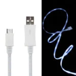 LED lys MICRO-USB / USB Opladekabel. 1 m. Hvid. Mobil, PC og tablet tilbehør