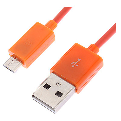 MICRO-USB / USB Datakabel. 1 m. Orange.