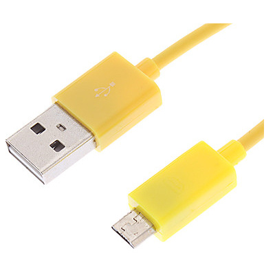 MICRO-USB / USB Datakabel. 1 m. Gul.