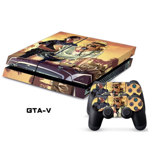 Glat rynker teenagere PS4 skin med GTA 5 til din PlayStation 4 konsol + to controllere