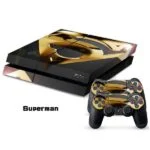 PS4 skin til konsol og to controllere. Gold Superman. Mobil, PC og tablet tilbehør