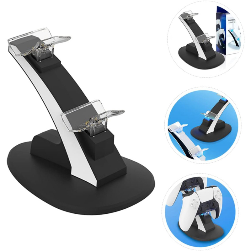 Playstation 5 Controller dual charger. Bluelight Charging Dock. Sort. Playstation 5 Controller dual charger. Bluelight Charging Dock. Sort. - Image 4