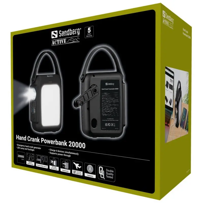 Sandberg Hand Crank Powerbank 20000. Nødgenerator, LED-lampe og lommelygte. Sandberg Hand Crank Powerbank 20000. Nødgenerator, LED-lampe og lommelygte. - Image 6