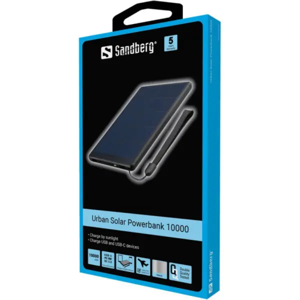 Sandberg Urban Solar Powerbank 10000. Fed Solcelle Powerbank på 10.000mAh. - Image 8