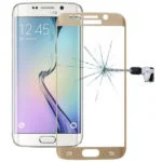 Hærdet tempered glas til S6 Edge. Med bøjet glas. Gold. Mobil, PC og tablet tilbehør