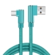 Flettet USB-C til USB-A kabel. Han-Han. Vinklet. Pastel Grøn