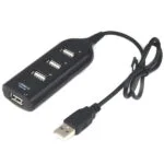 4-Ports (3+1) USB 2.0 Hi-Speed Hub. Sort. Mobil, PC og tablet tilbehør