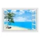 Vindue til bounty strand. Flot wallsticker med en lækker strand. Mobil, PC og tablet tilbehør